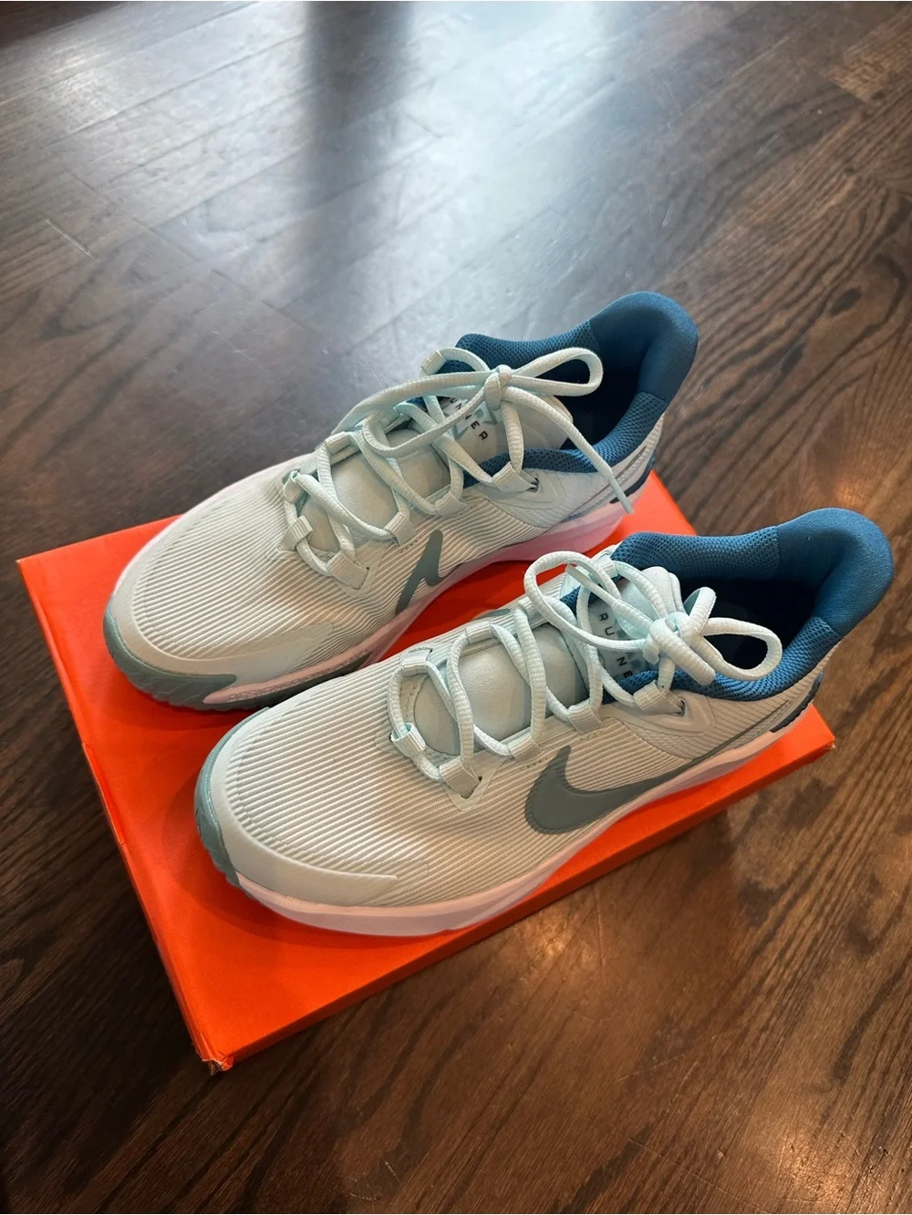 Nike Kids Athletic Sneakers - White & Teal Blue